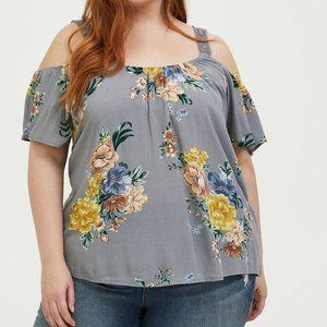 NOWT Torrid Gauze Cold Shoulder Top size 2 (18-20)